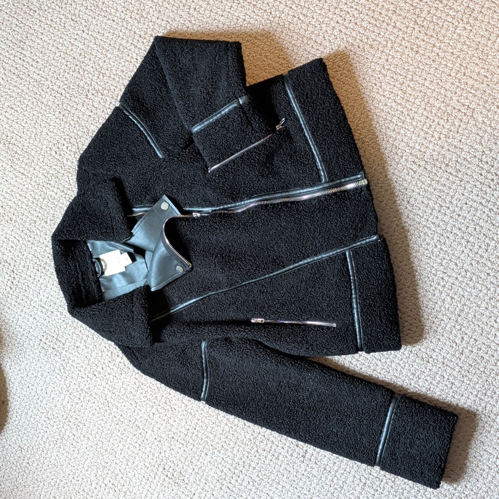 Joie Black Faux Shearling Moto Jacket